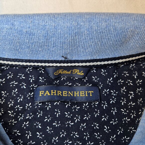 Fahrenheit Rugby Fitted Polo Long Sleeve Shirt SZ M Striped Embroidered Crest - Picture 2 of 7